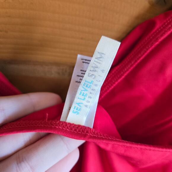 Sea Level Australia Swimsuit One Piece Eco Essentials Frill Red 8 Vneck Beach - Picture 4 of 6